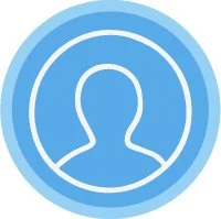 Outline of a person inside a blue profile icon