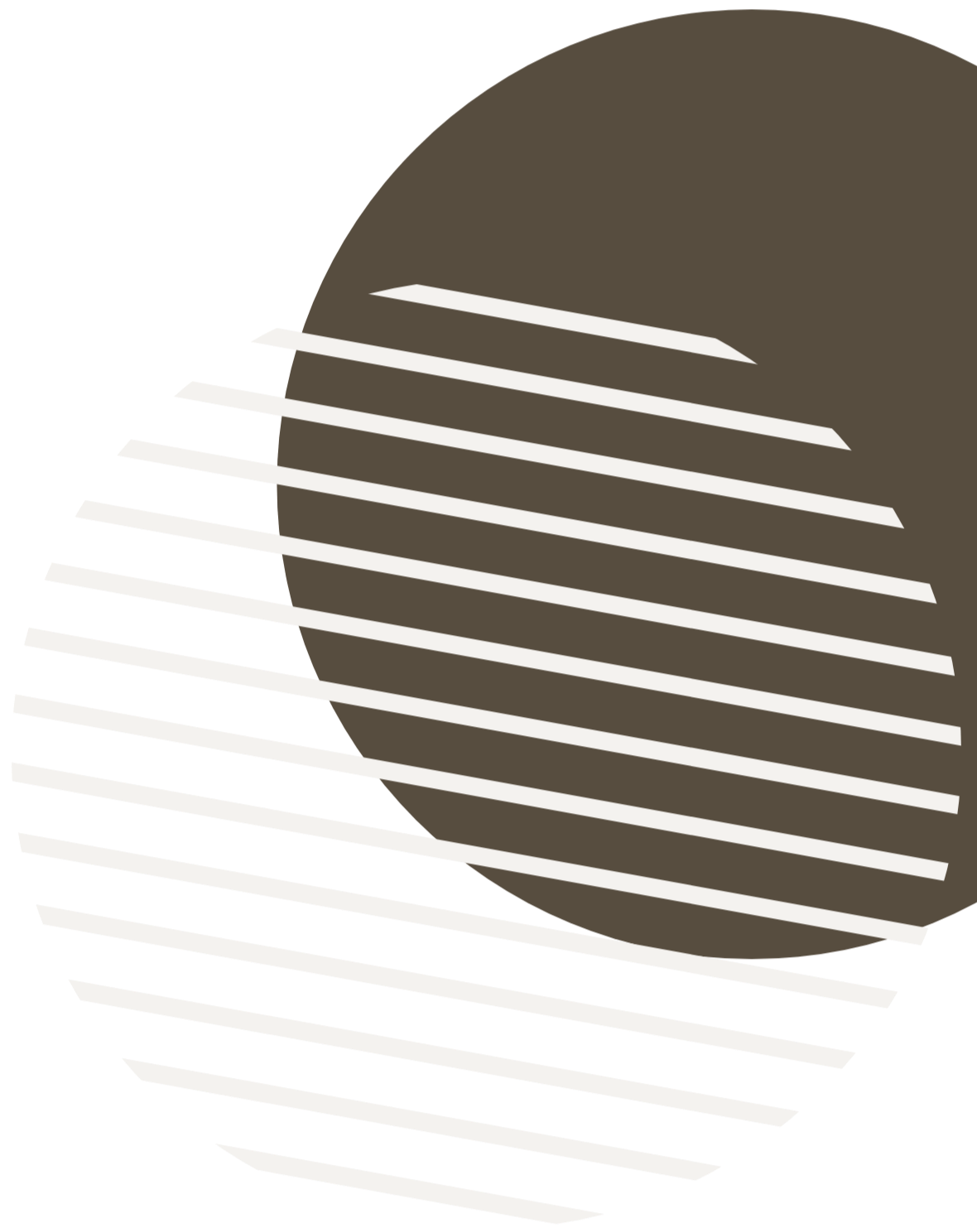 Abstract art featuring a large circle with part enclosed by white diagonal lines on a black background.