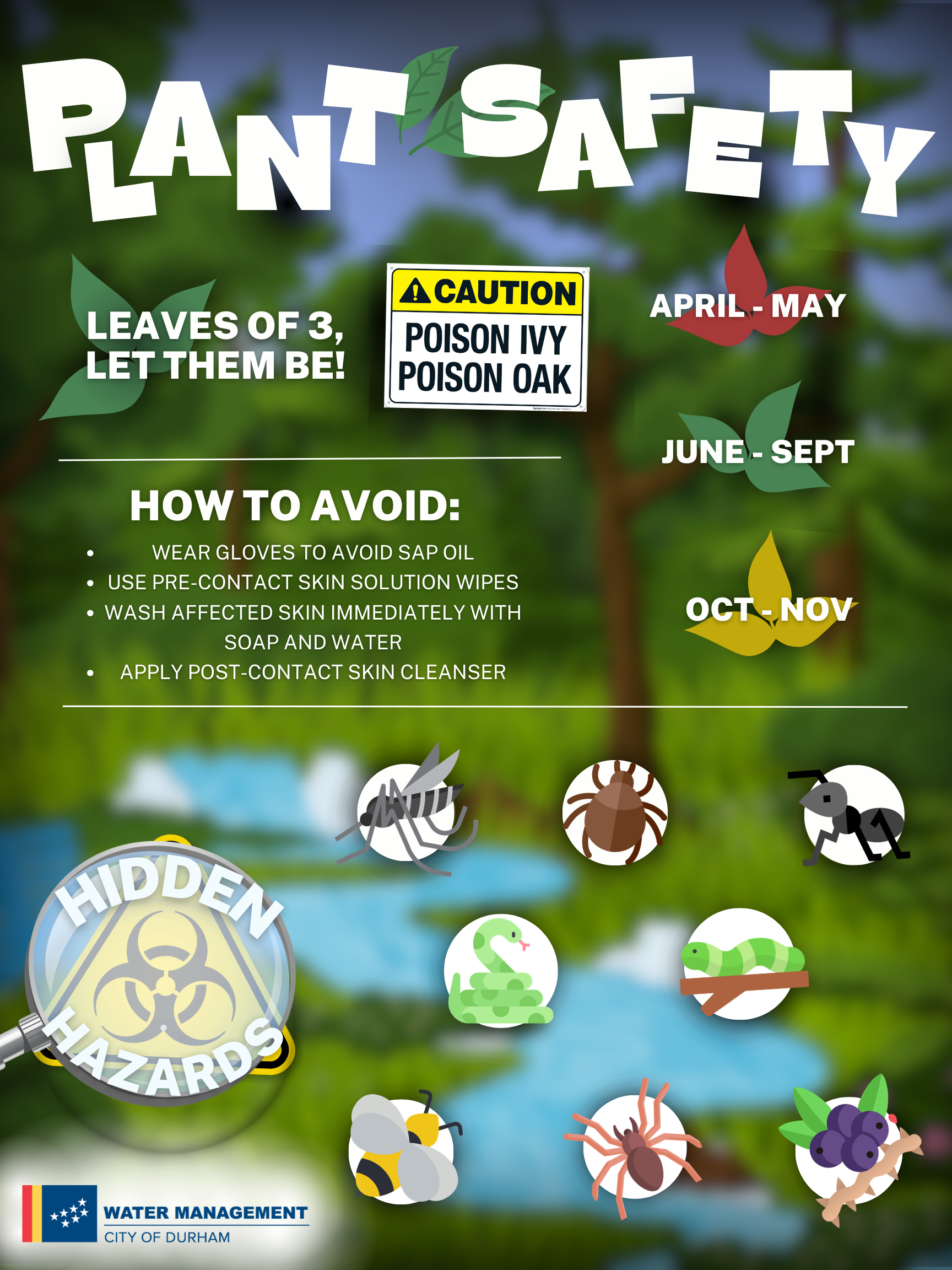 Designed a series of safety and training posters for the City of Durham Water Management team, translating technical presentations into clear, accessible visual communication for employees in the field.