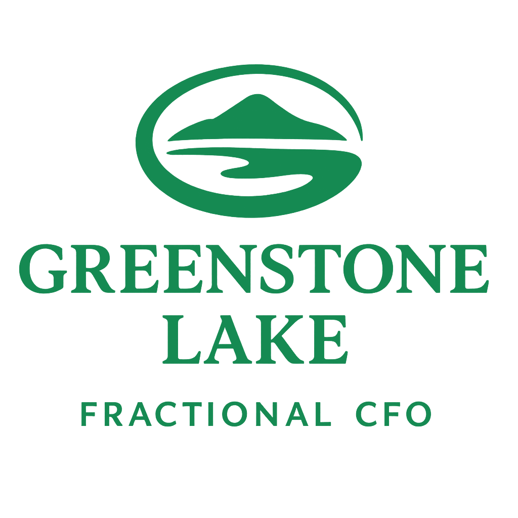 Greenstone Lake logo with a mountain and lake illustration, text reads "Greenstone Lake Fractional CFO"