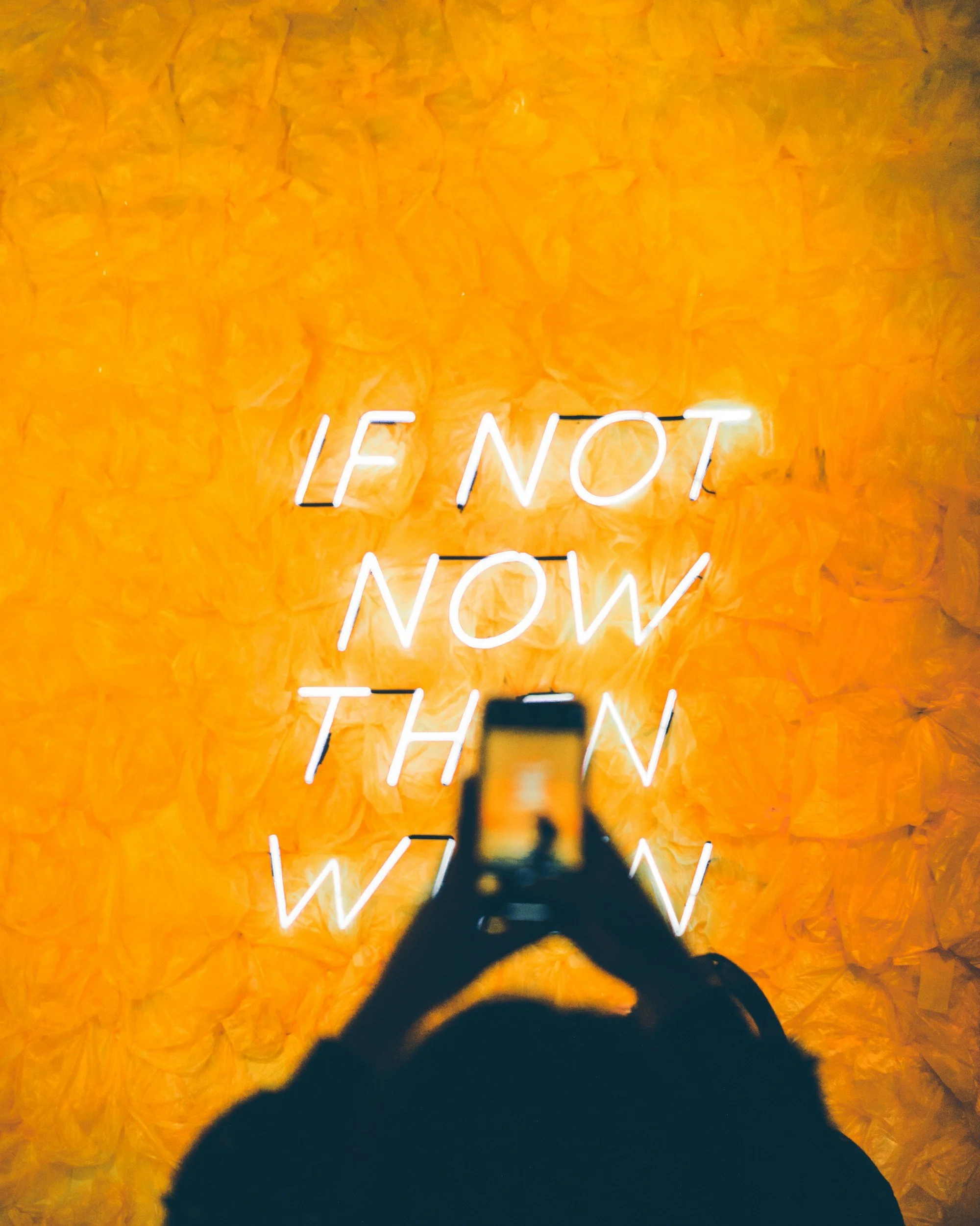 Inspirational message reading “If not now, then when,” encouraging intentional self-care and emotional wellness.