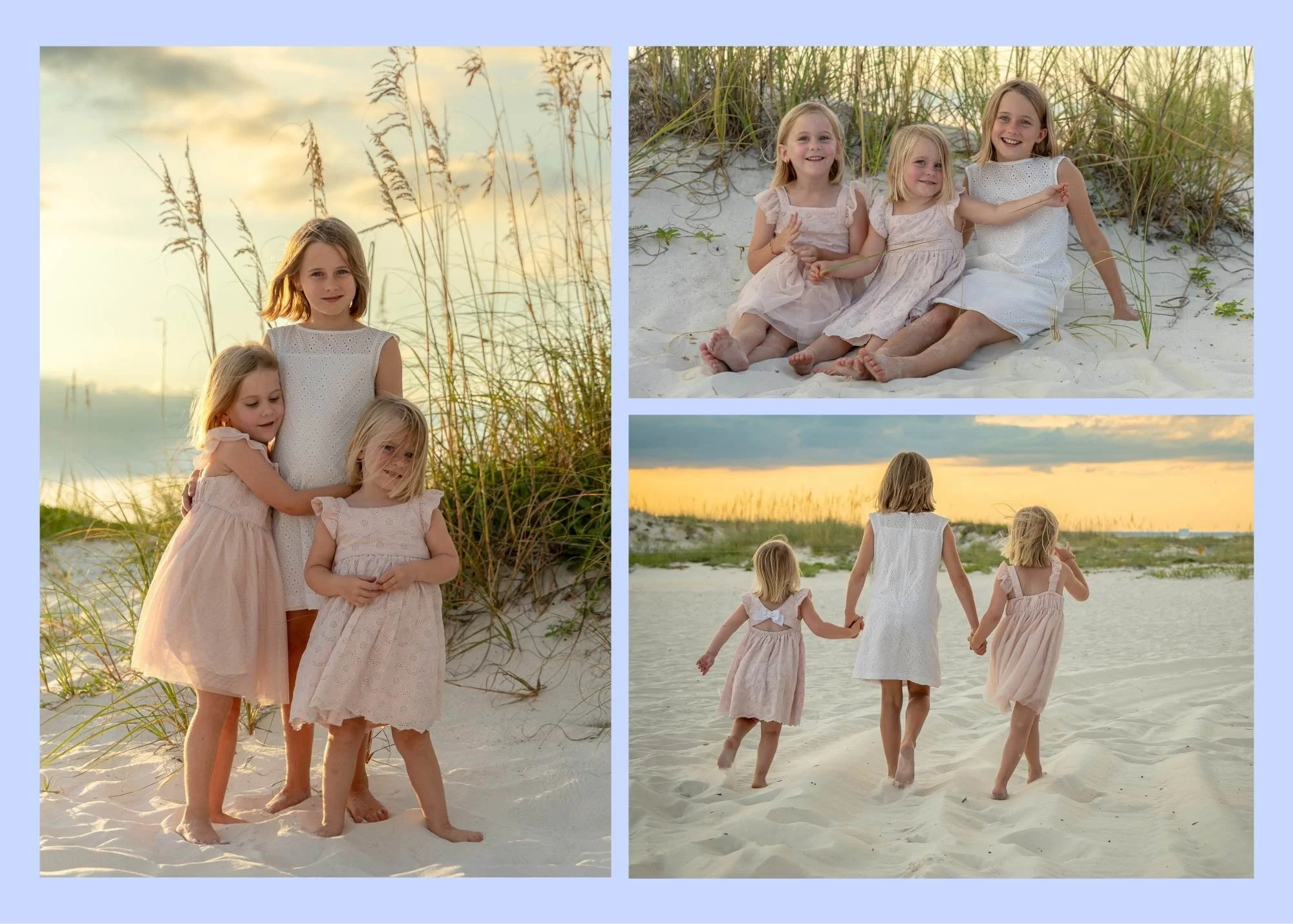 collage of golden hour family portraitsts p