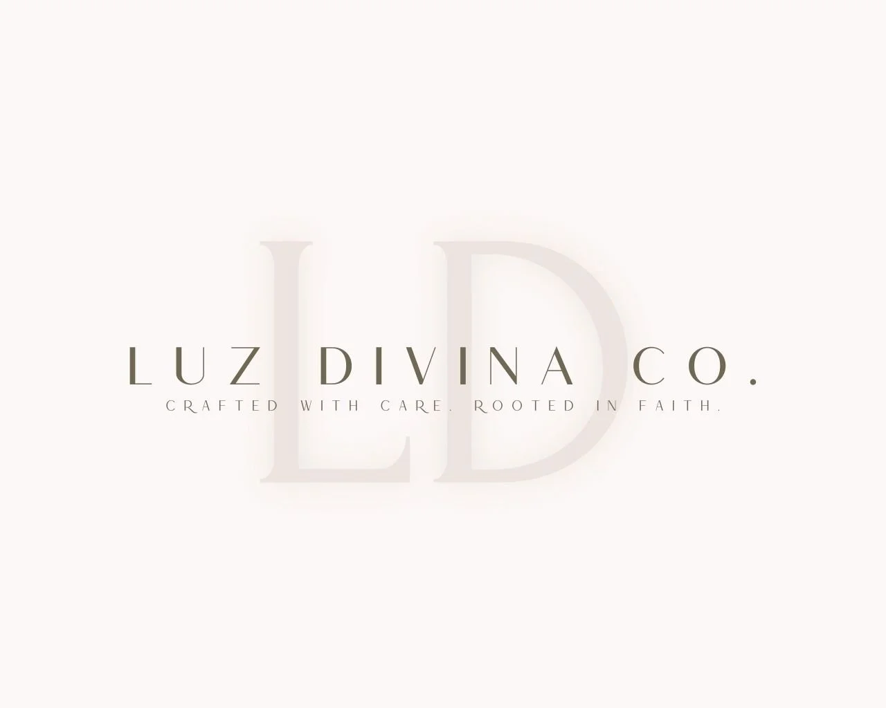 Luz Divina Co. logo with large LD initials and clean, modern typography. Minimalist branding graphic for handcrafted soy candle business.