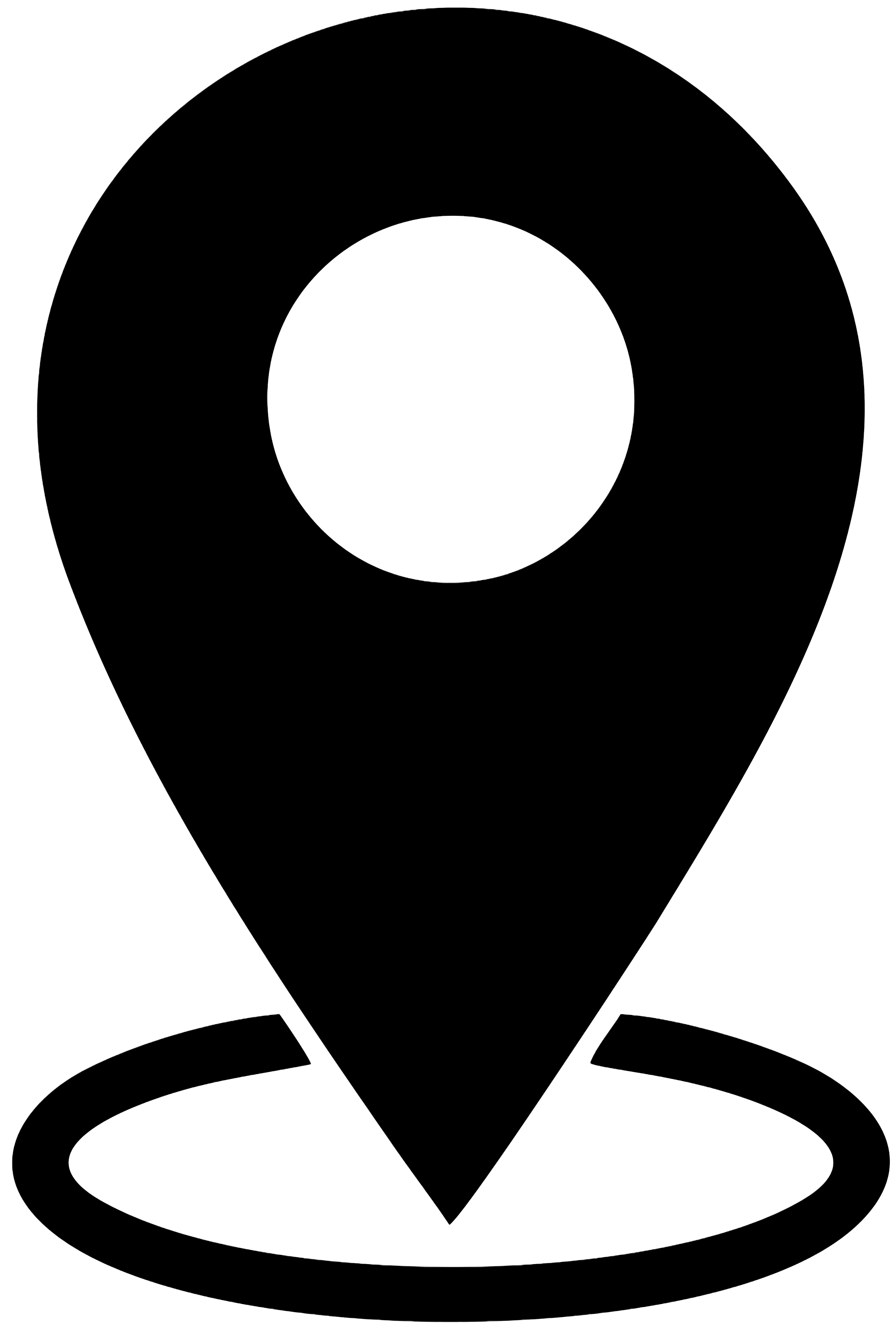 Line drawing of a map location marker on a circular base.