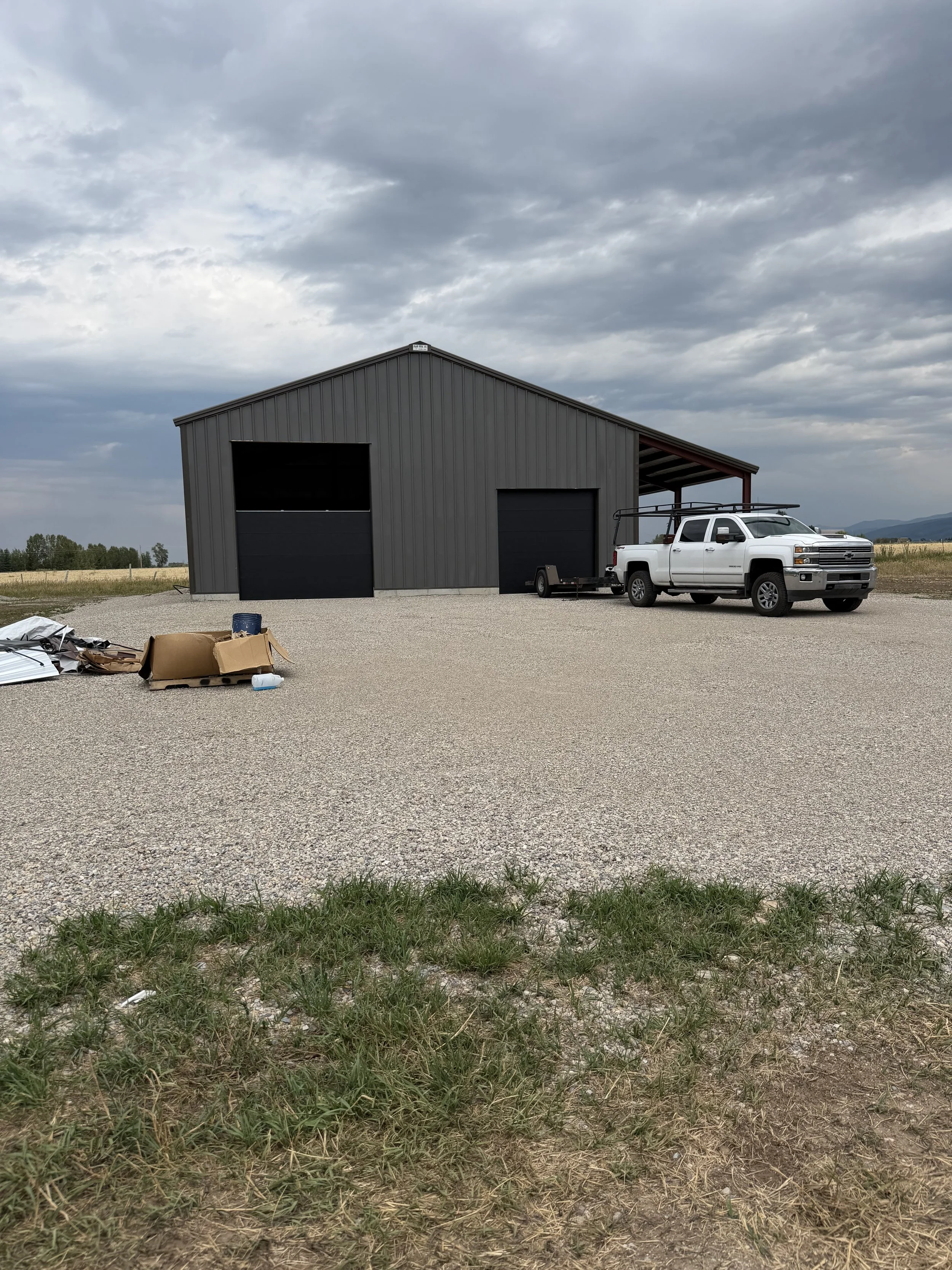 Concrete footings and reinforced foundation prepared for the Victor, Idaho steel shop.