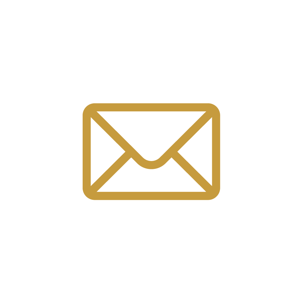 Black background with a centered gold envelope icon.