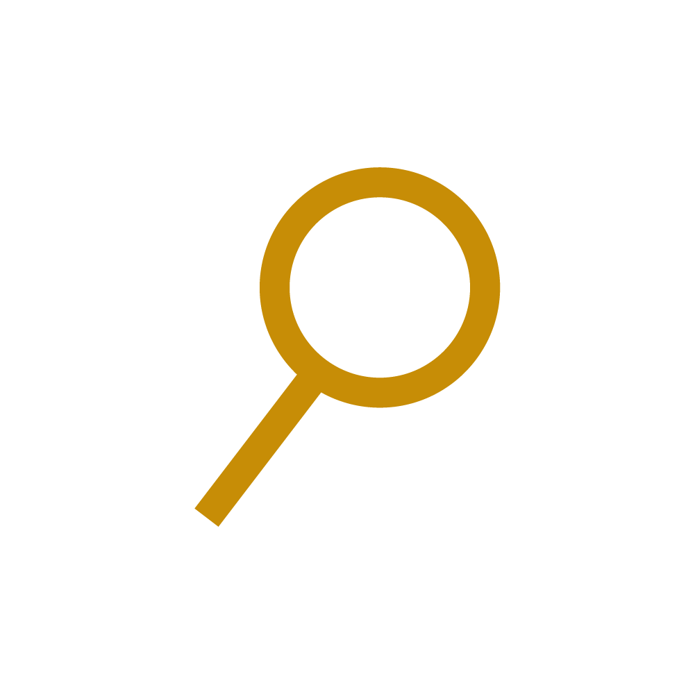 Magnifying glass icon over a map with location pins in various colors