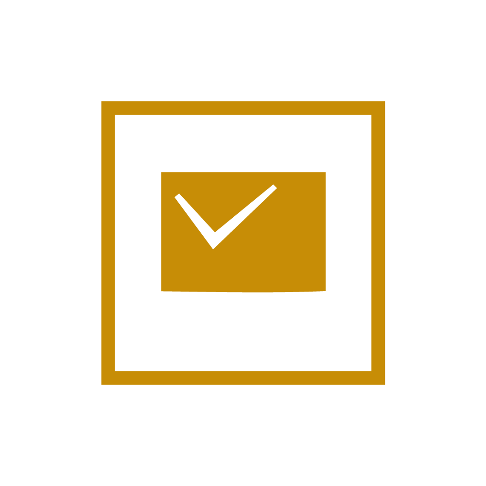 A checkmark inside a box, with a larger border around it, on a black background.