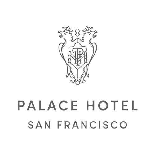 Logo of Palace Hotel in San Francisco with a crest and the hotel name.