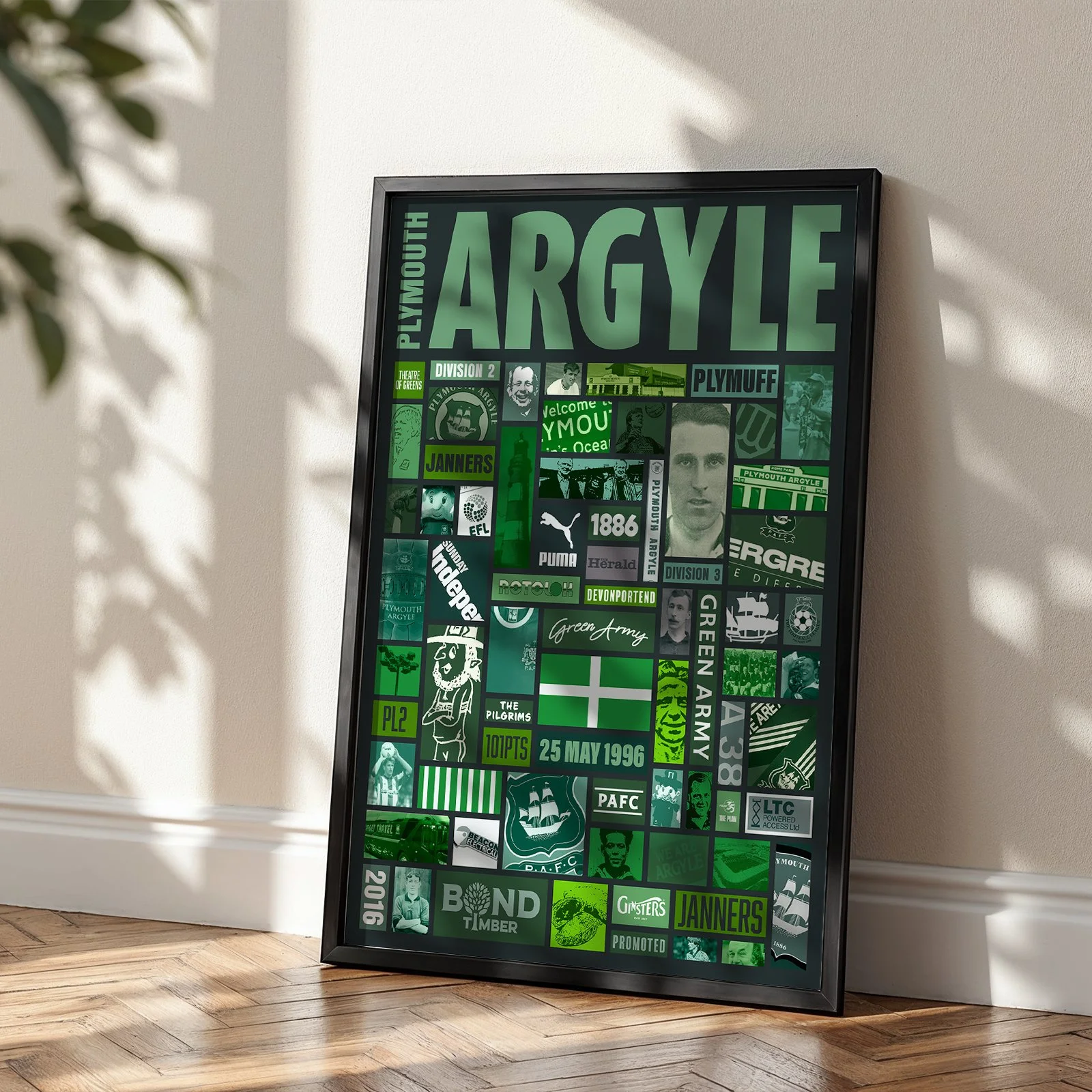 Plymouth Argyle Retro Collage Print | Green Army Wall Art