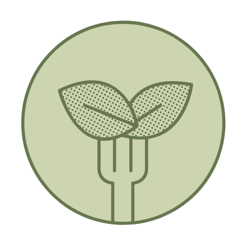 Logo d'une plante avec deux feuilles vertes stylisées dans un cercle