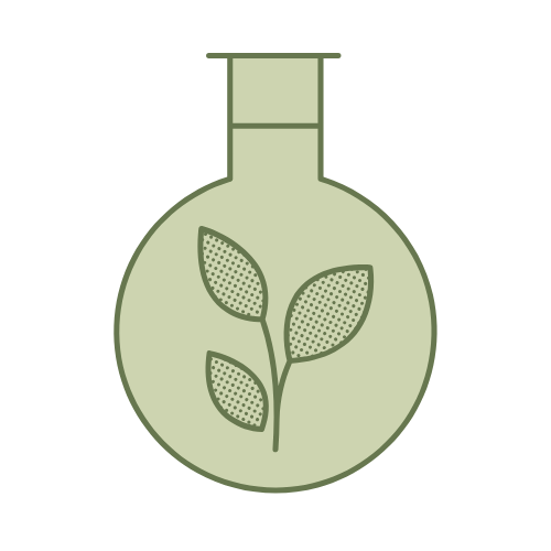 Illustration d'un flacon de laboratoire avec une plante à l'intérieur.