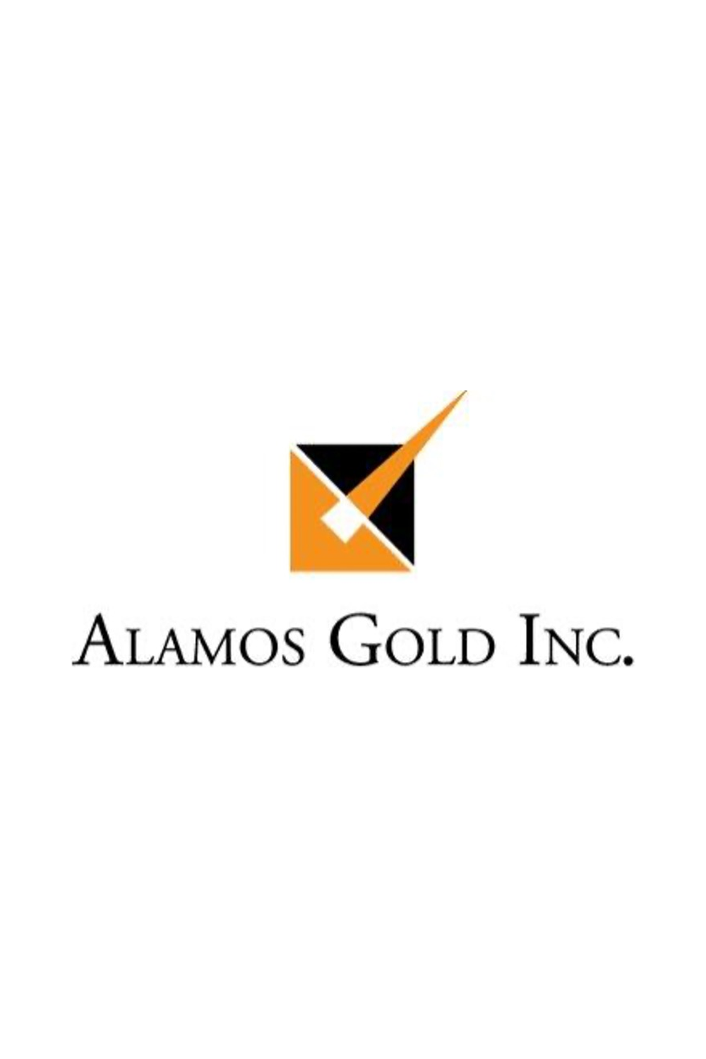 Alamos Gold Inc. logo with gold pickaxe graphic above the company name, used to represent InSAR applications in open-pit gold mining.