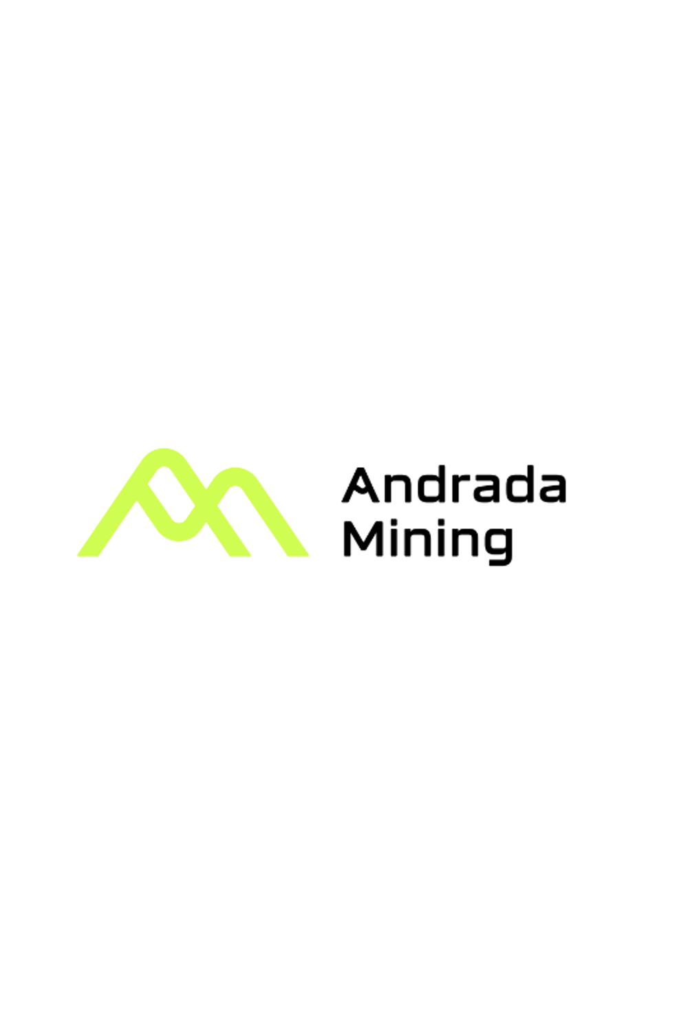 Logo of Andrada Mining with stylized green mountain peaks and the company name in black text on a white background.
