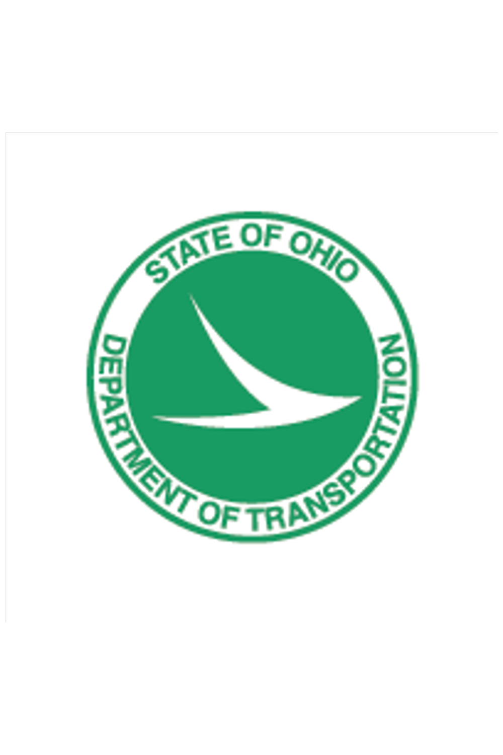 Official seal of the Ohio Department of Transportation featuring a green circle with a white sailboat inside.