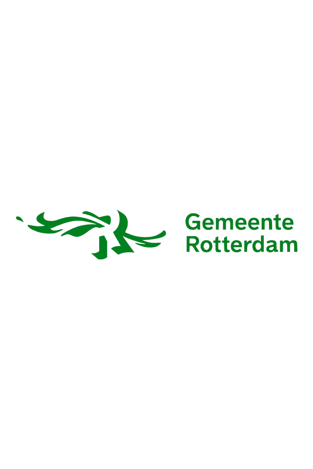Logo of the Municipality of Rotterdam, featuring a green stylized windmill and the text 'Gemeente Rotterdam' in green letters.