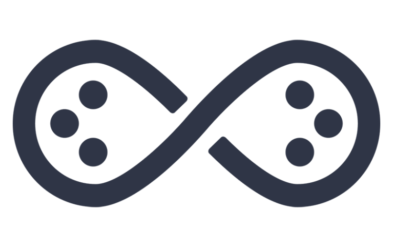Stylised infinity symbol made from two controllers, used as an icon for continuous, always-on InSAR monitoring and analysis.