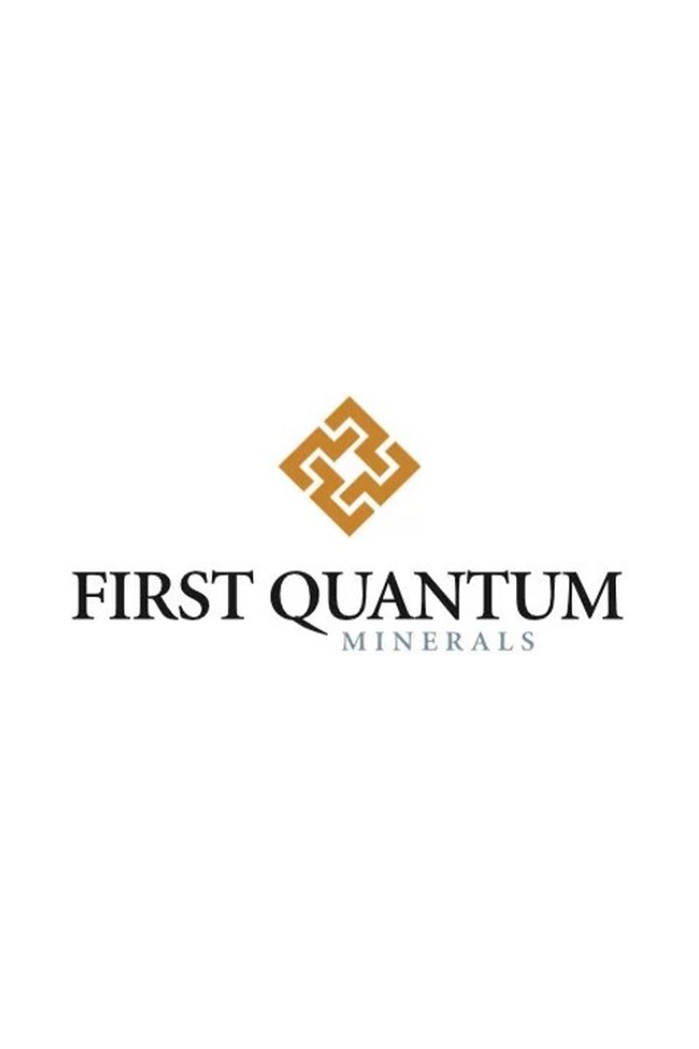 Logo of First Quantum Minerals with a stylized gold geometric emblem above the company name in black and gray text on a white background.