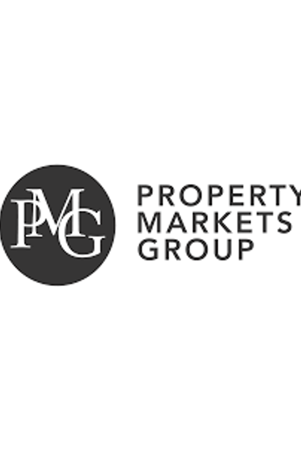 Black and white logo for Property Markets Group featuring the initials PMG within a dark circle and the company name in uppercase letters to the right.