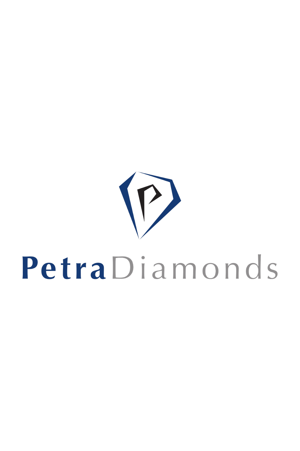 Logo for Petra Diamonds featuring a stylized blue and black diamond icon with the words "Petra Diamonds" in blue and gray text.