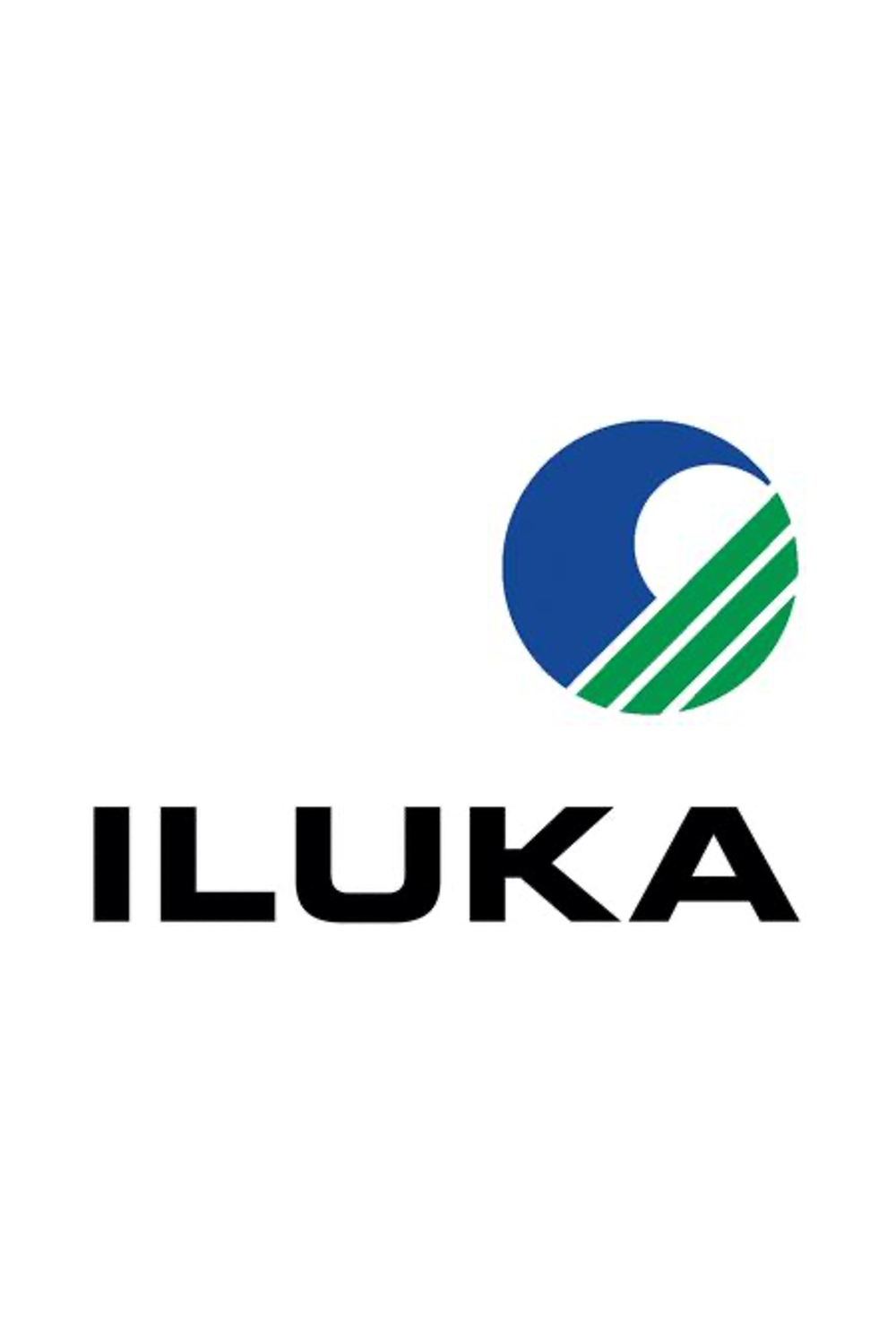 Logo with a blue and green circular design and the word 'ILUKA' written below in bold black letters.