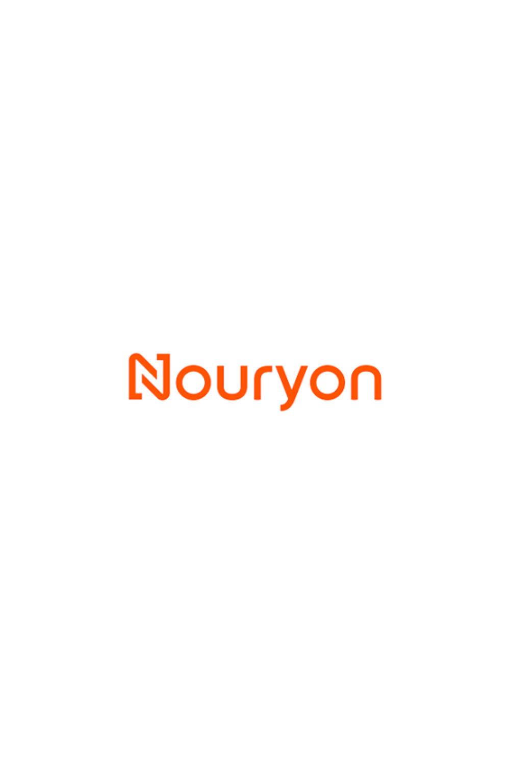 Logo with the word 'Nouryon' in orange text inside a white square, surrounded by black background.