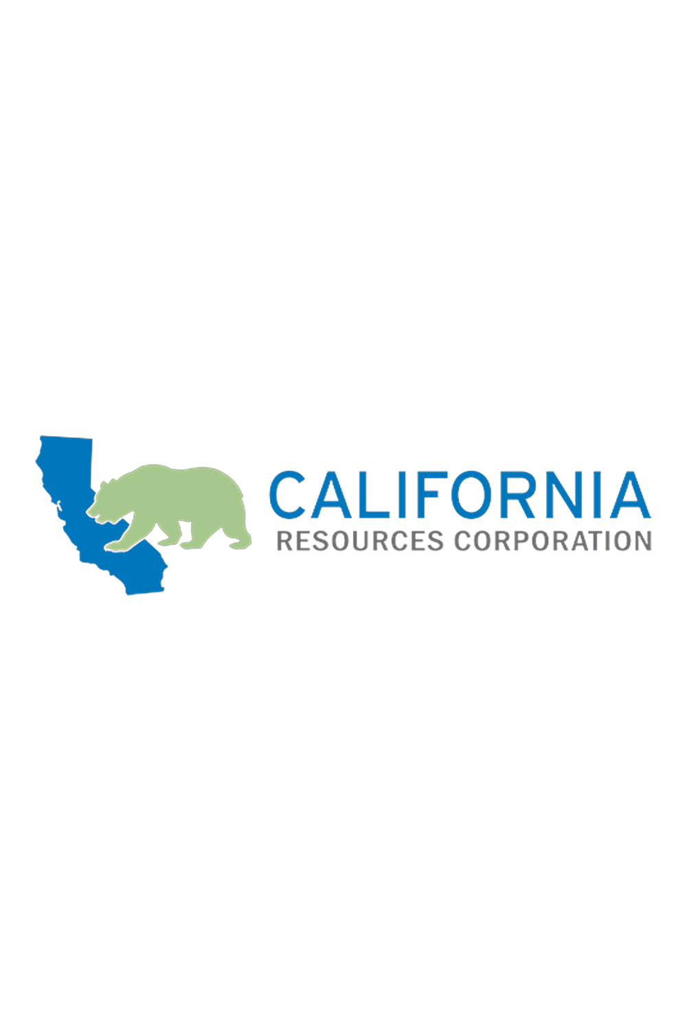 Logo of California Resources Corporation featuring a bear and the state outline of California with red, blue, green, and black colors.