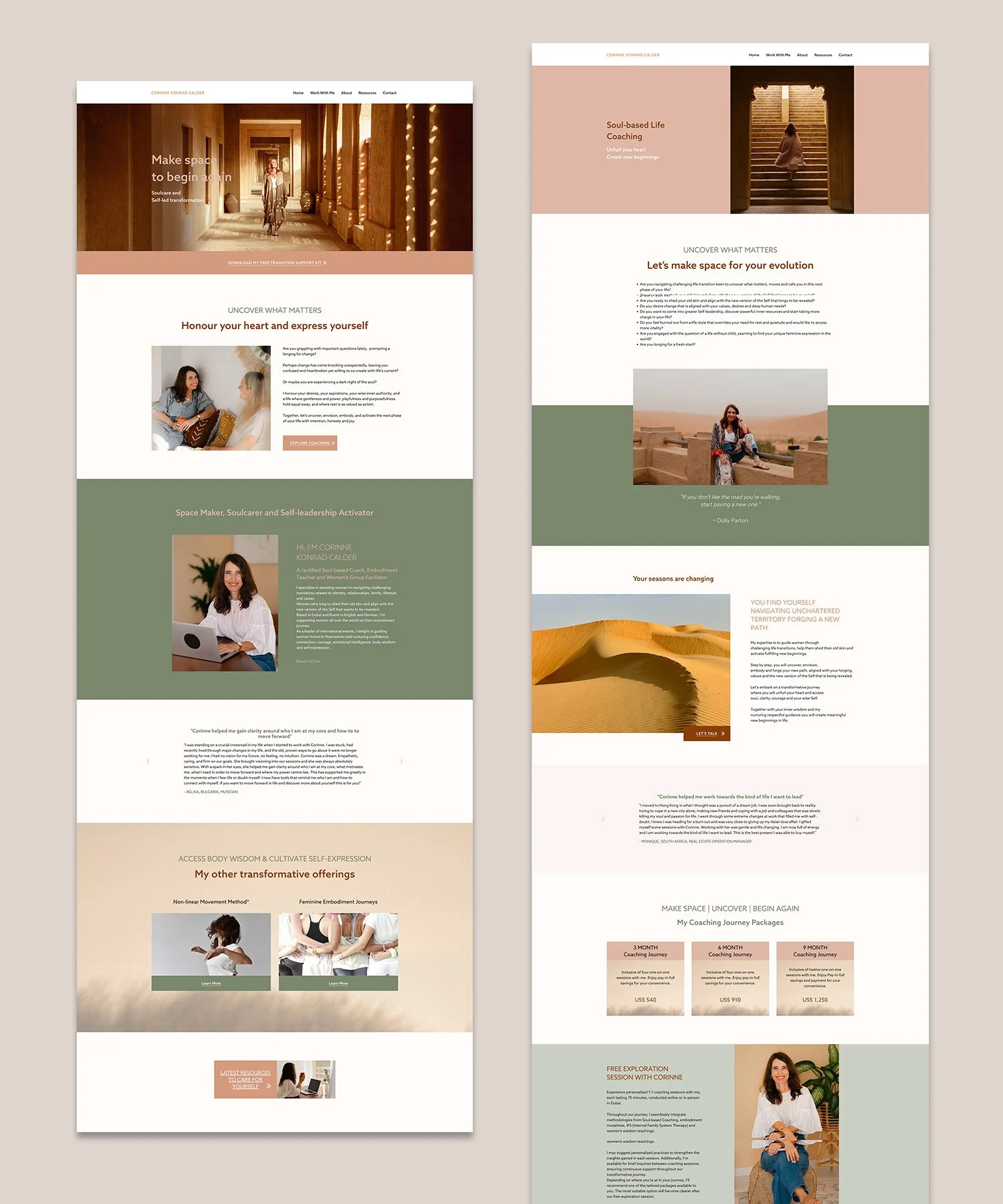 Corinne Konrad Calder website pages
