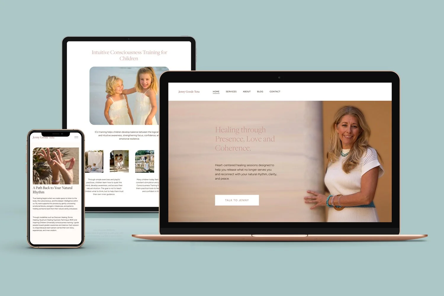 Squarespace website design project for Bridge to Light with Jenny Goode.
