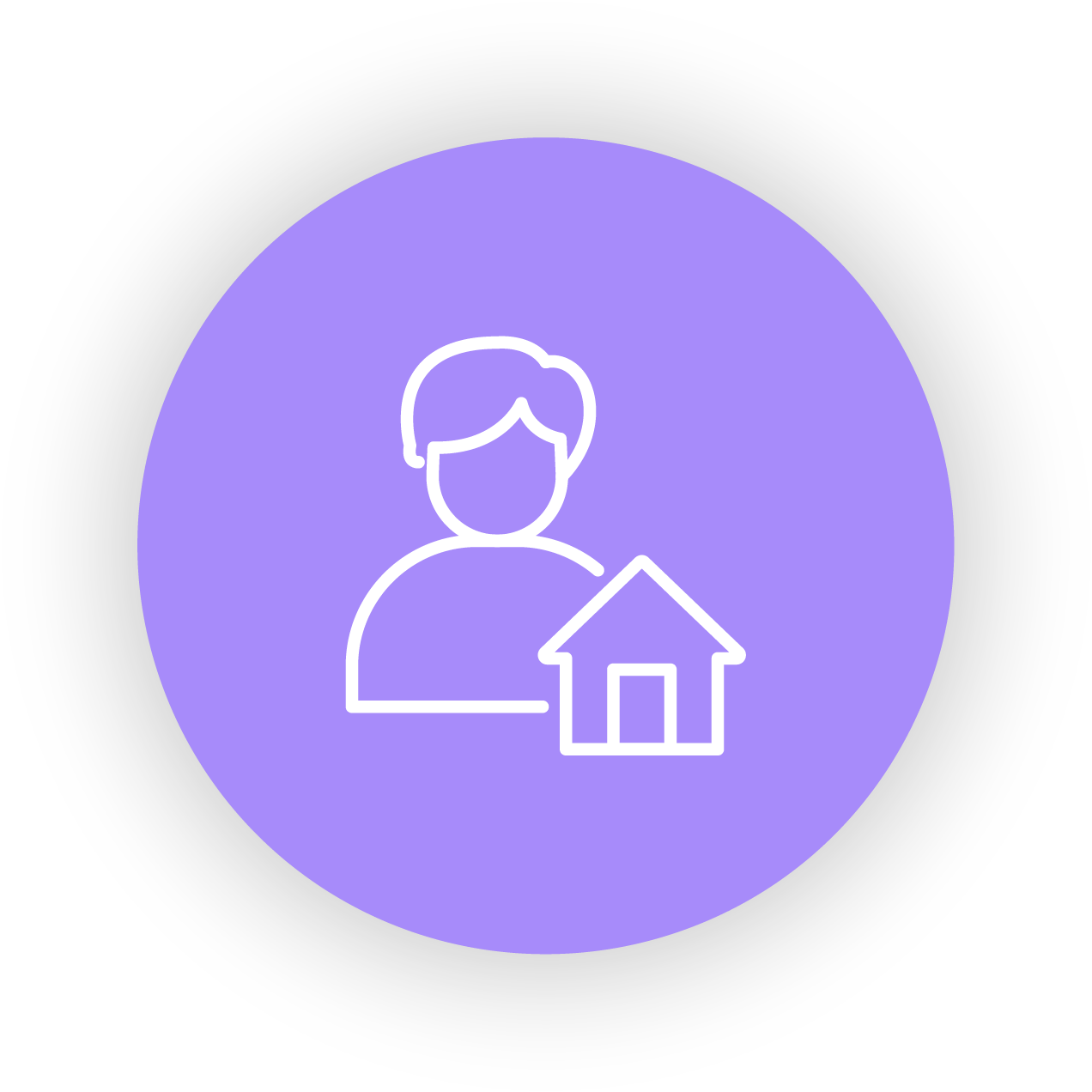 Icon of a person with a house, representing homeownership or real estate.