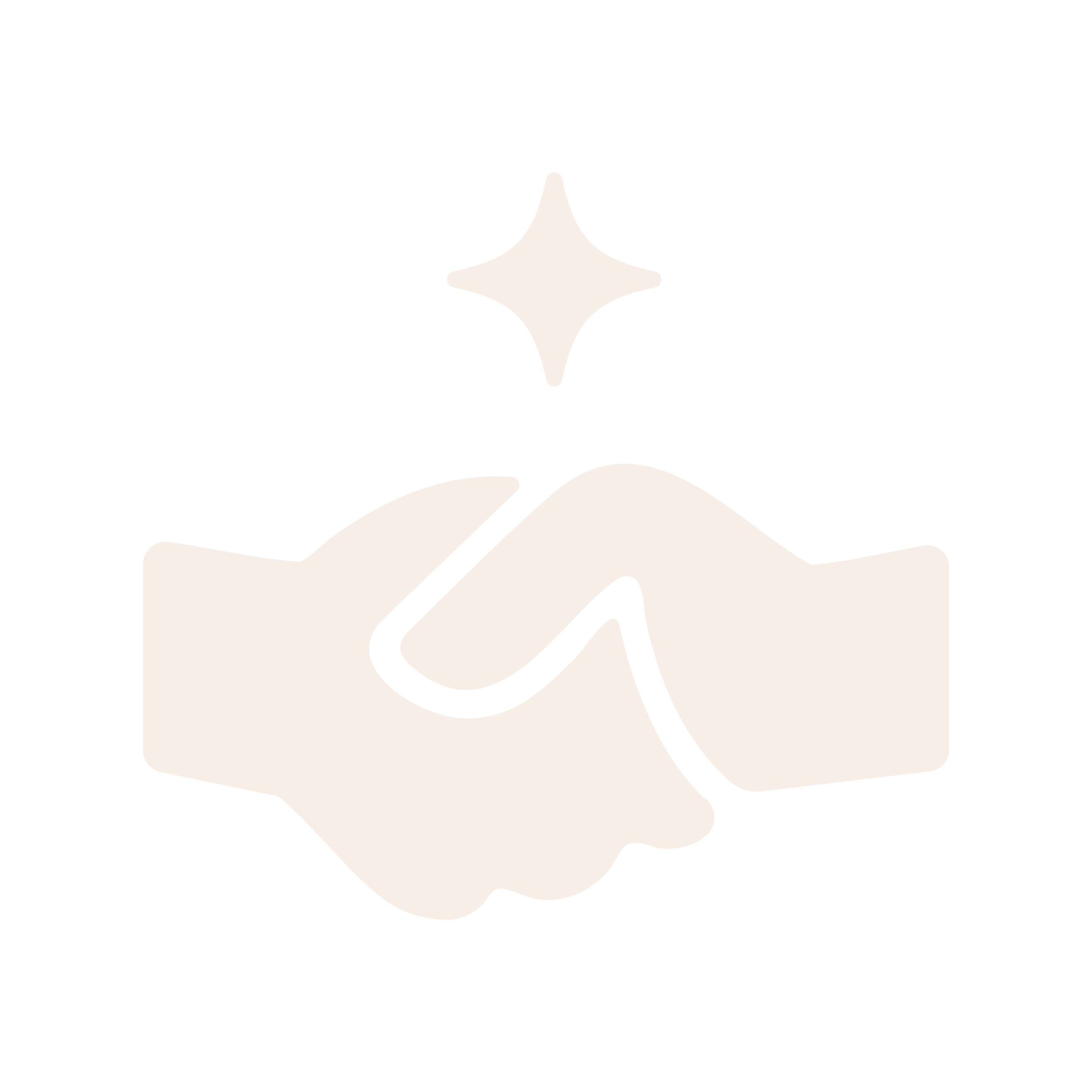 Deux mains qui se serrent, avec une étoile brillante au-dessus, symbole de confiance ou de partenariat.