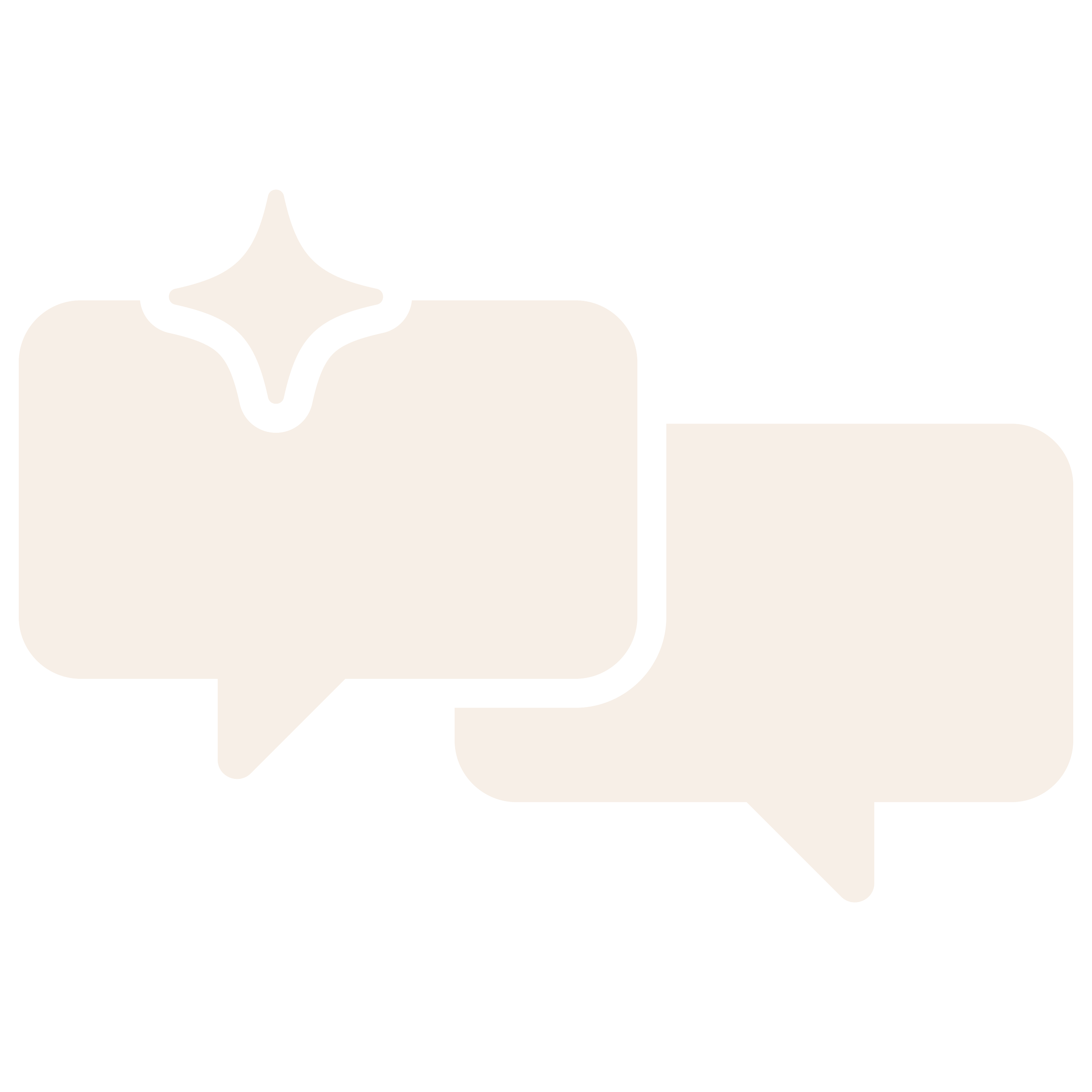 Deux bulles de dialogue, l'une avec une étoile scintillante en haut à gauche.