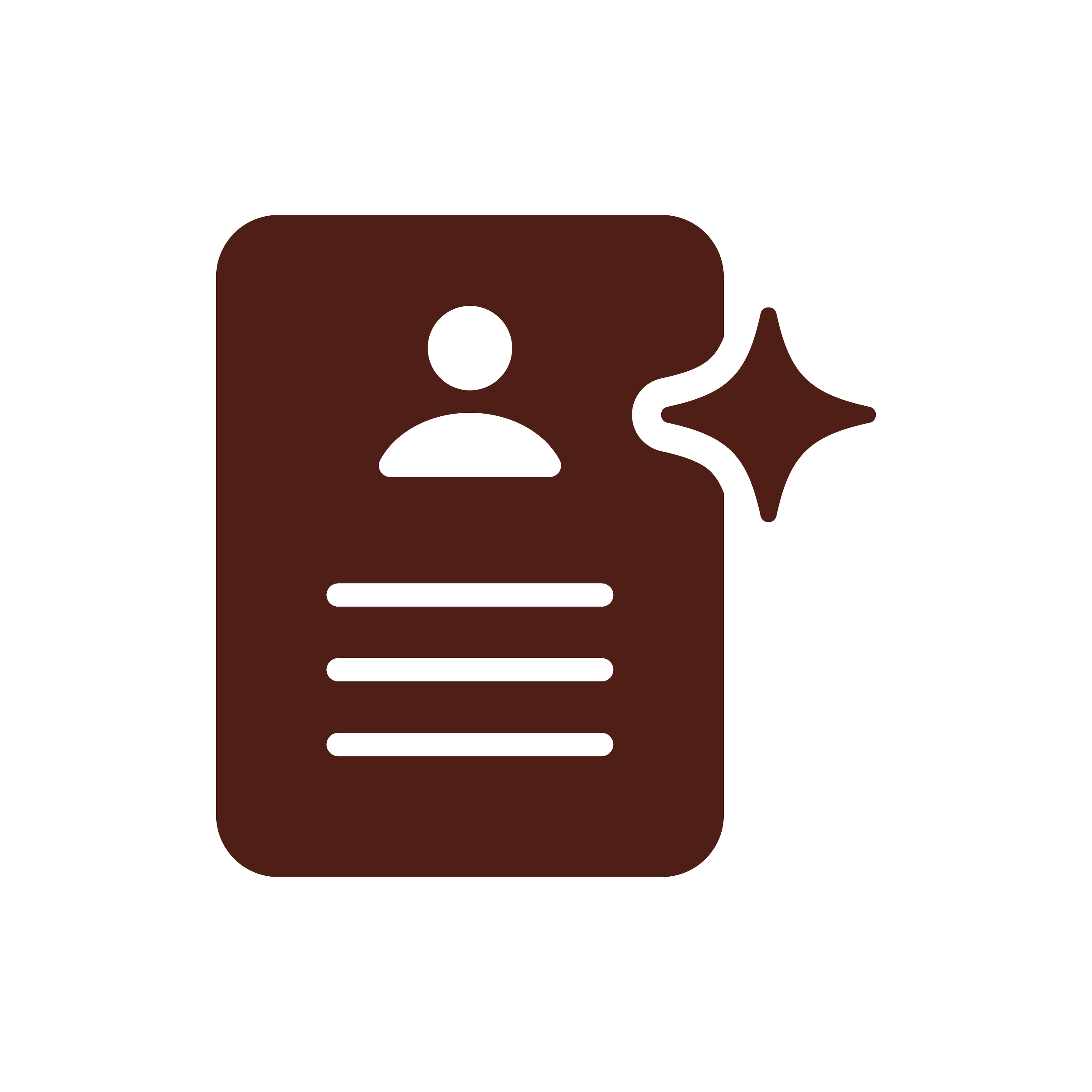 Icône d'une fiche d'identité ou profil avec une étoile de réservation ou de mise en avant