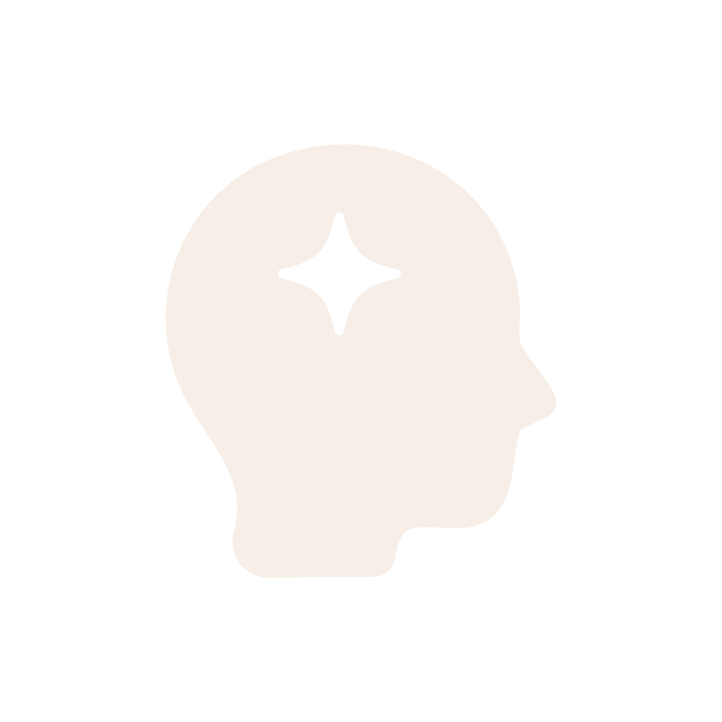 Silhouette d'une tête humaine en profil, avec une icône d'étoile brillante dans la région du cerveau.