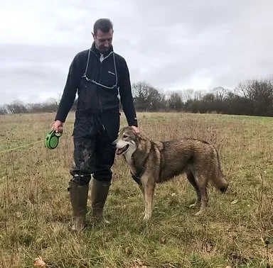 Ian with a dog