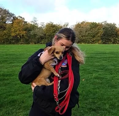 Caitlyn with a dog