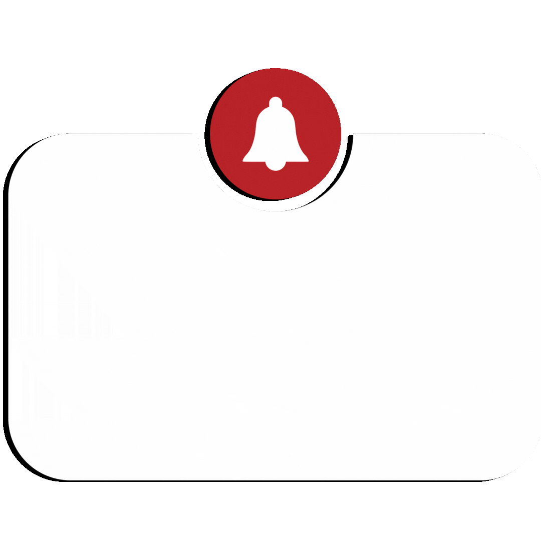 Notification bell icon with a red badge indicating a new alert for reactive property services