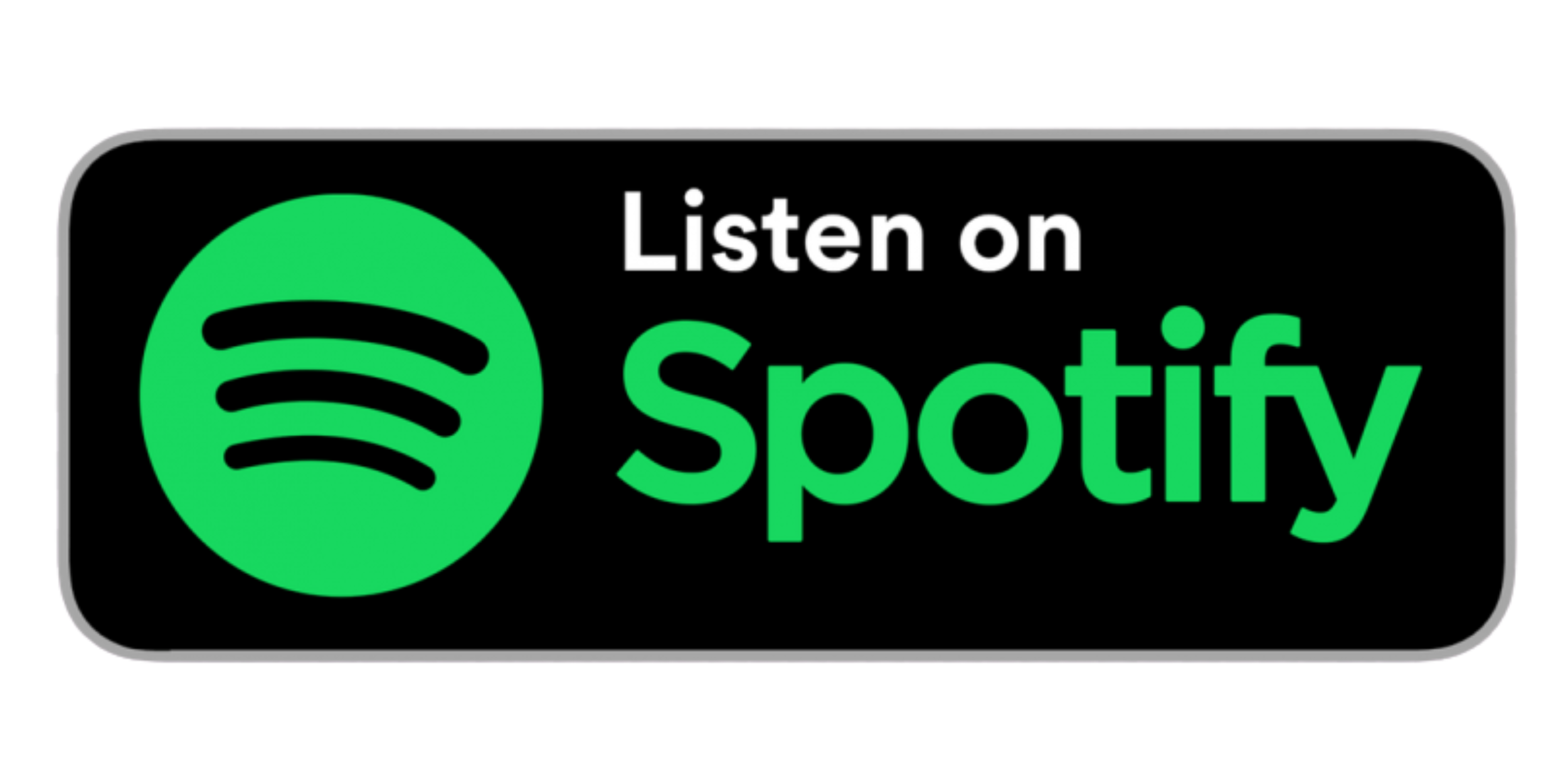 Spotify logo with the text 'Listen on Spotify' on a black rectangular background.