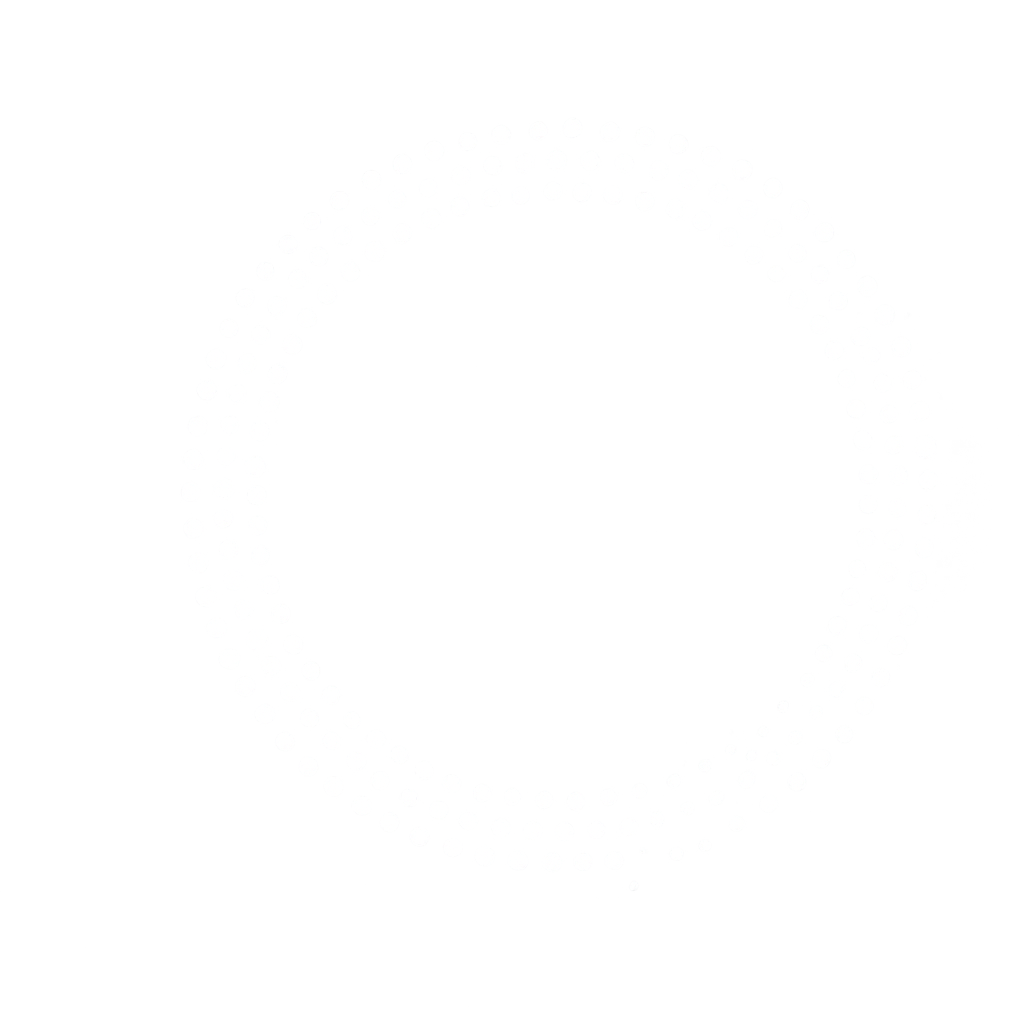 White dotted circle design on a black background.