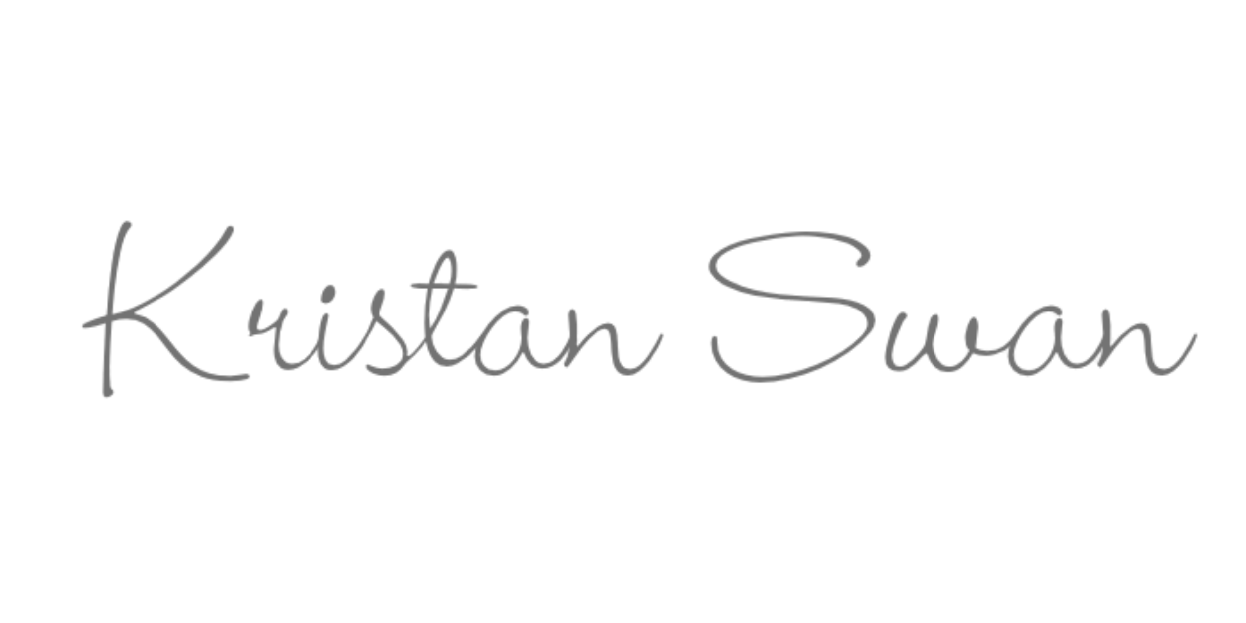 The image displays the name "Kristan Swan" written in elegant, cursive gray font on a white background.
