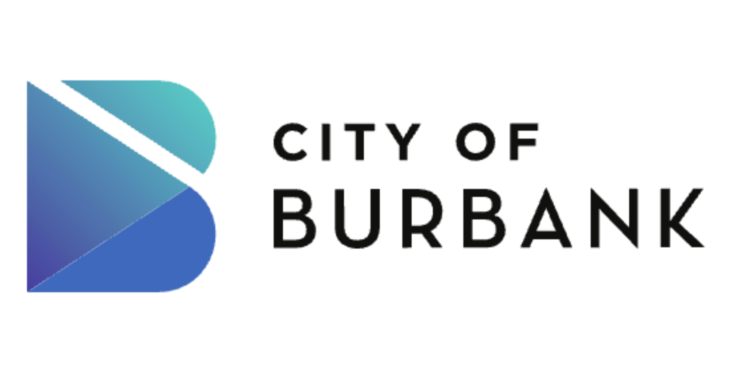 City of Burbank logo with stylized blue and teal geometric shapes and black text.