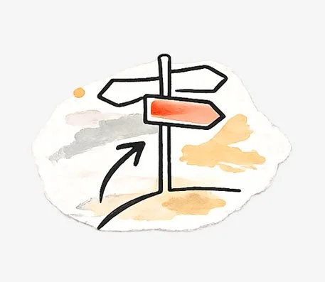 Illustration eines Wegweisers als Symbol für Orientierung, Selbstverständnis und neue Perspektiven im neurodivergenzsensiblen Coaching