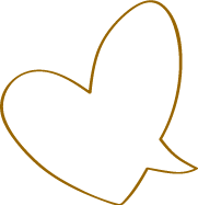 Eine goldene, offene Herz- und Sprechblasen-Umrisszeichnung