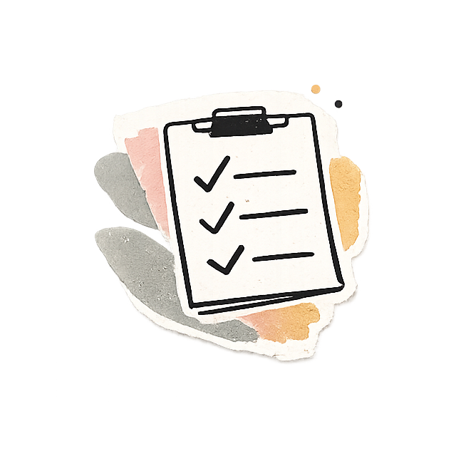 Liste mit Haken als Symbol für ADHS, Autismus und Hochbegabung