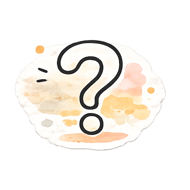 Illustration eines Puzzle-Teils mit einem großen Fragezeichen in der Mitte, Wasserfarbenhintergrund in hellen Orangetönen.