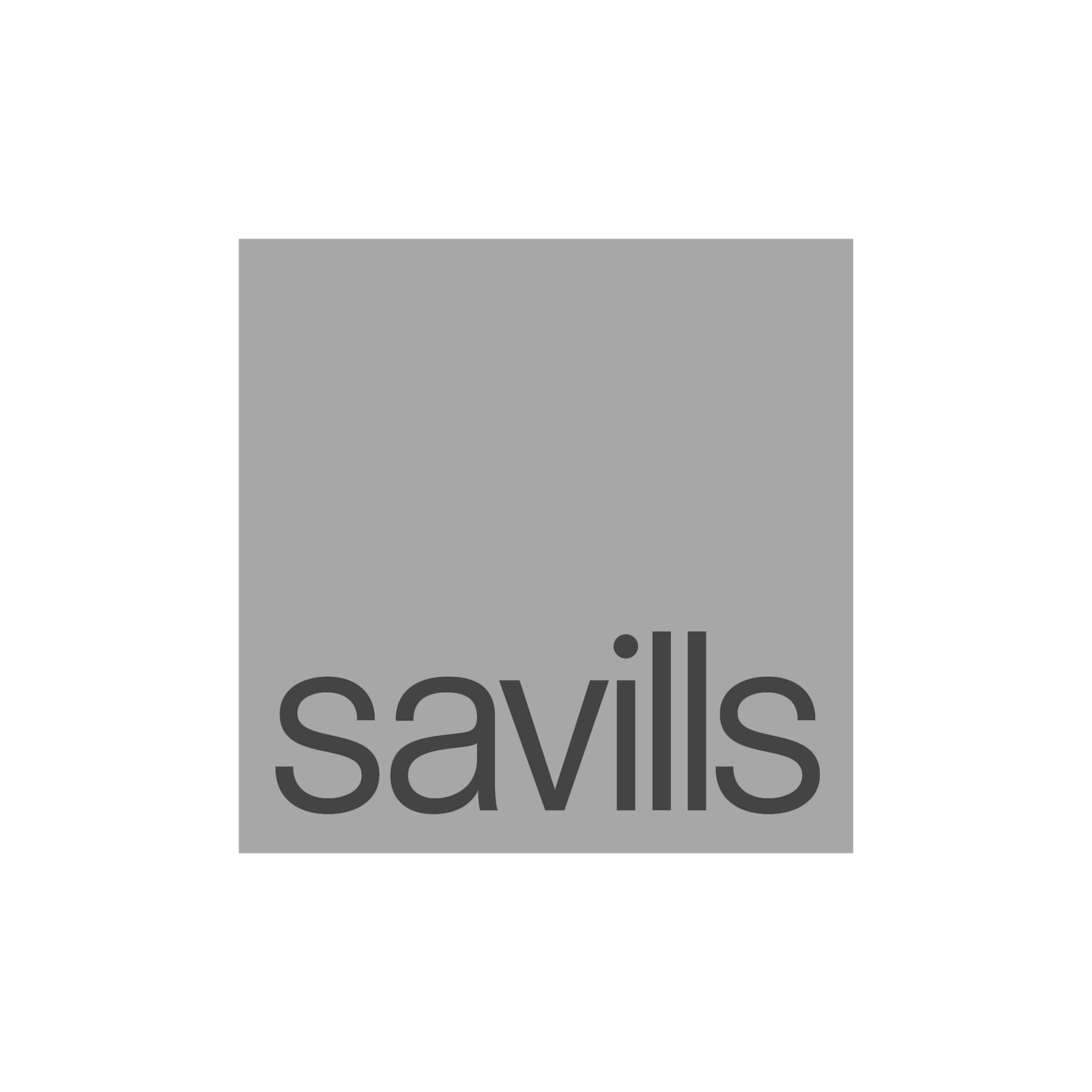Gray square with the word 'savills' in lowercase letters at the bottom