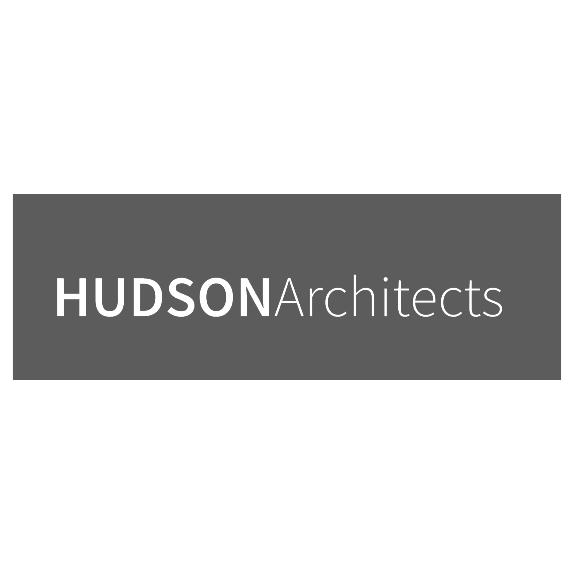 Gray rectangle with the text 'HUDSON Architects' in white, stylized font.