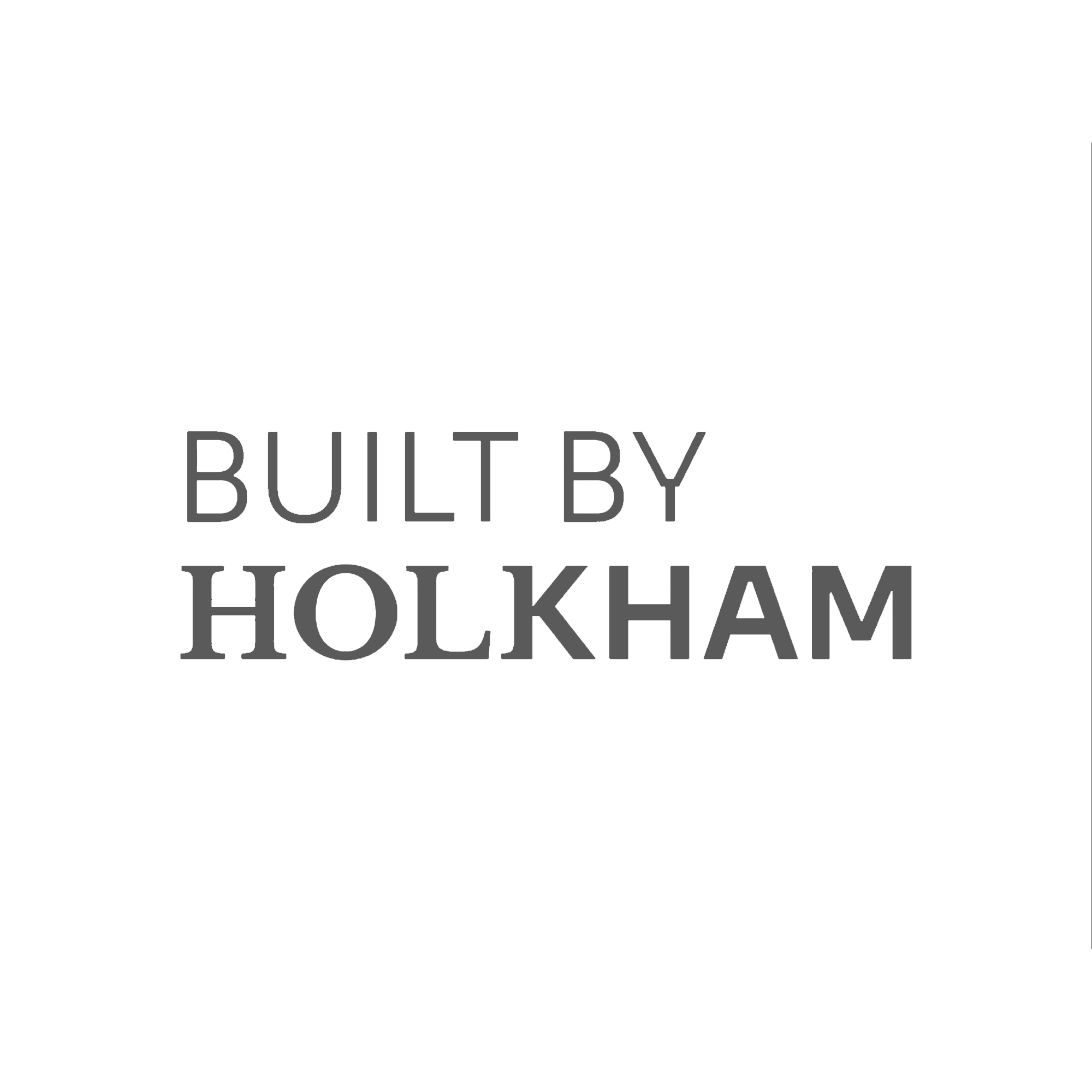 Black background with gray text that reads 'Built by Holkham'.