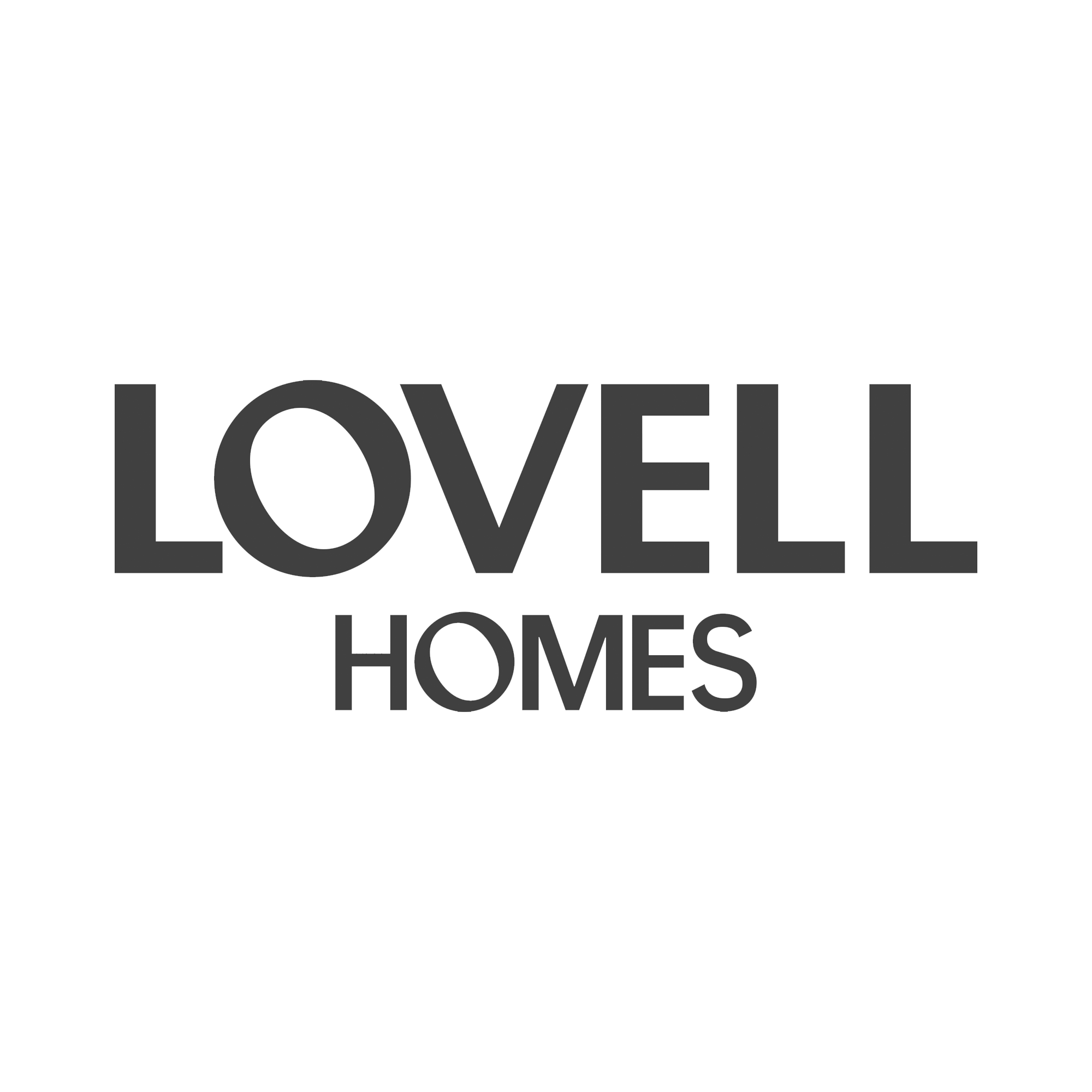 Black background with the text "Lovell Homes" in large, bold, gray letters.