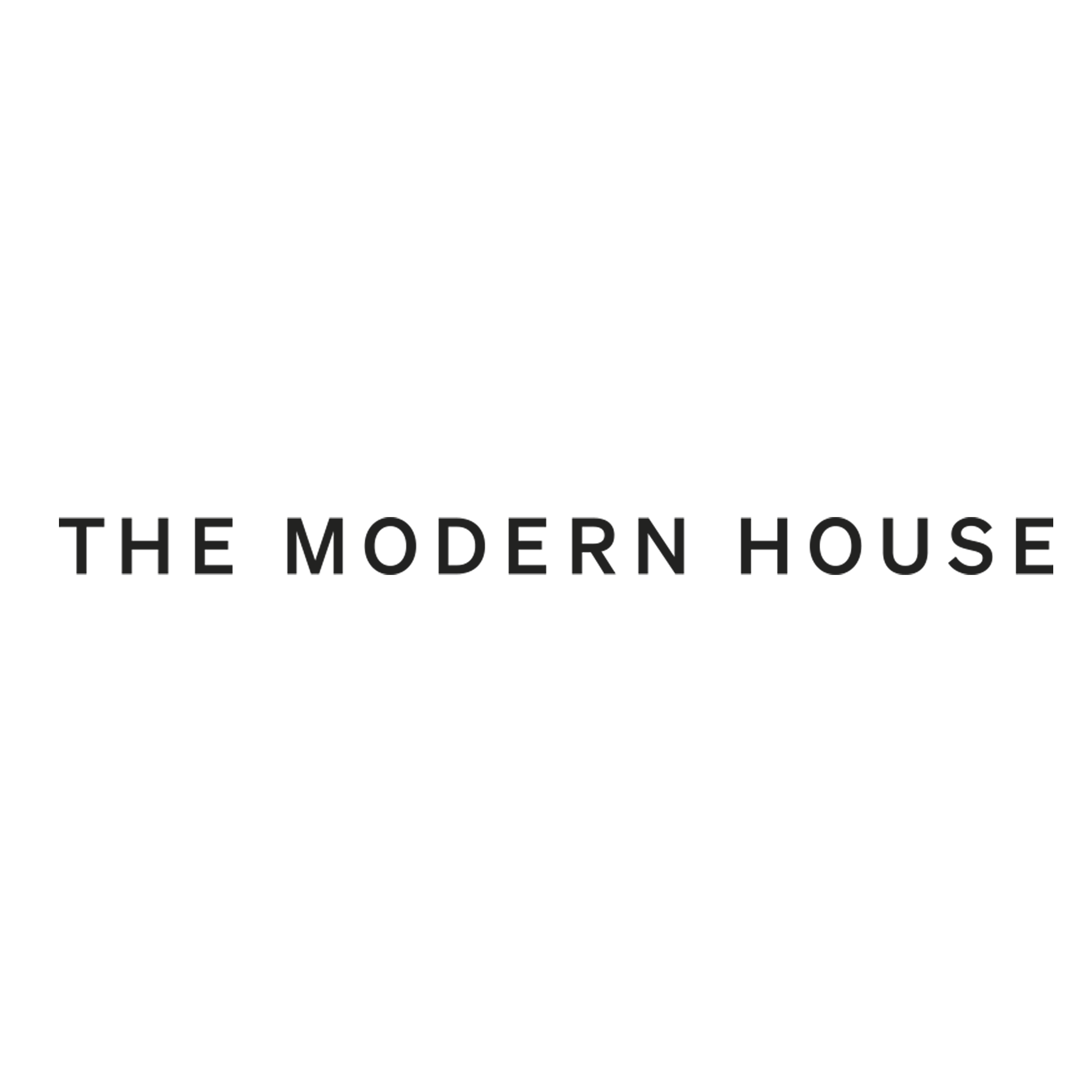 Black logo with a minimalist line drawing of a modern house and the text "The Modern House" below.